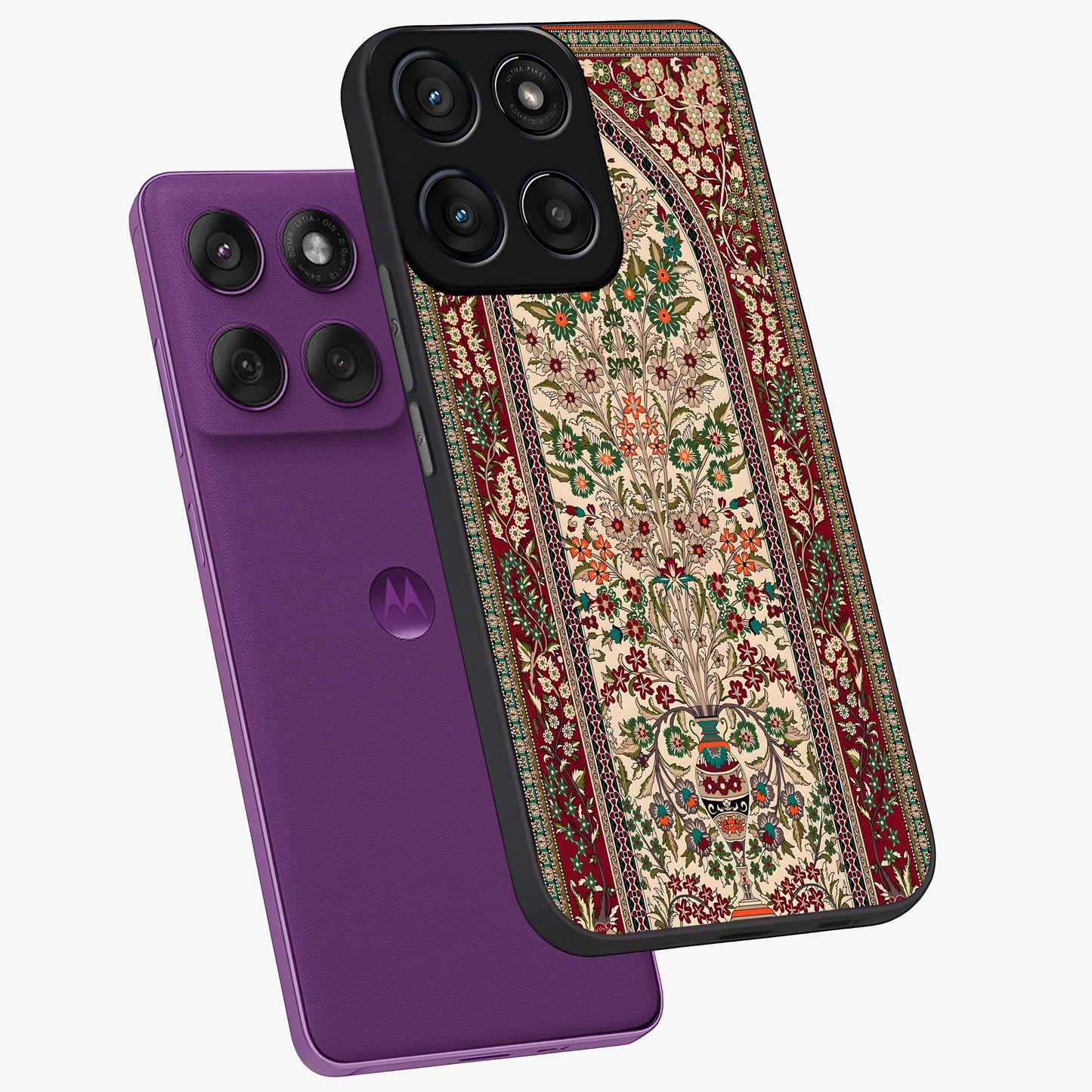 Persian Inspired Glass Case displayed in angled mockup highlighting intricate traditional design with elegant cultural aesthetic.