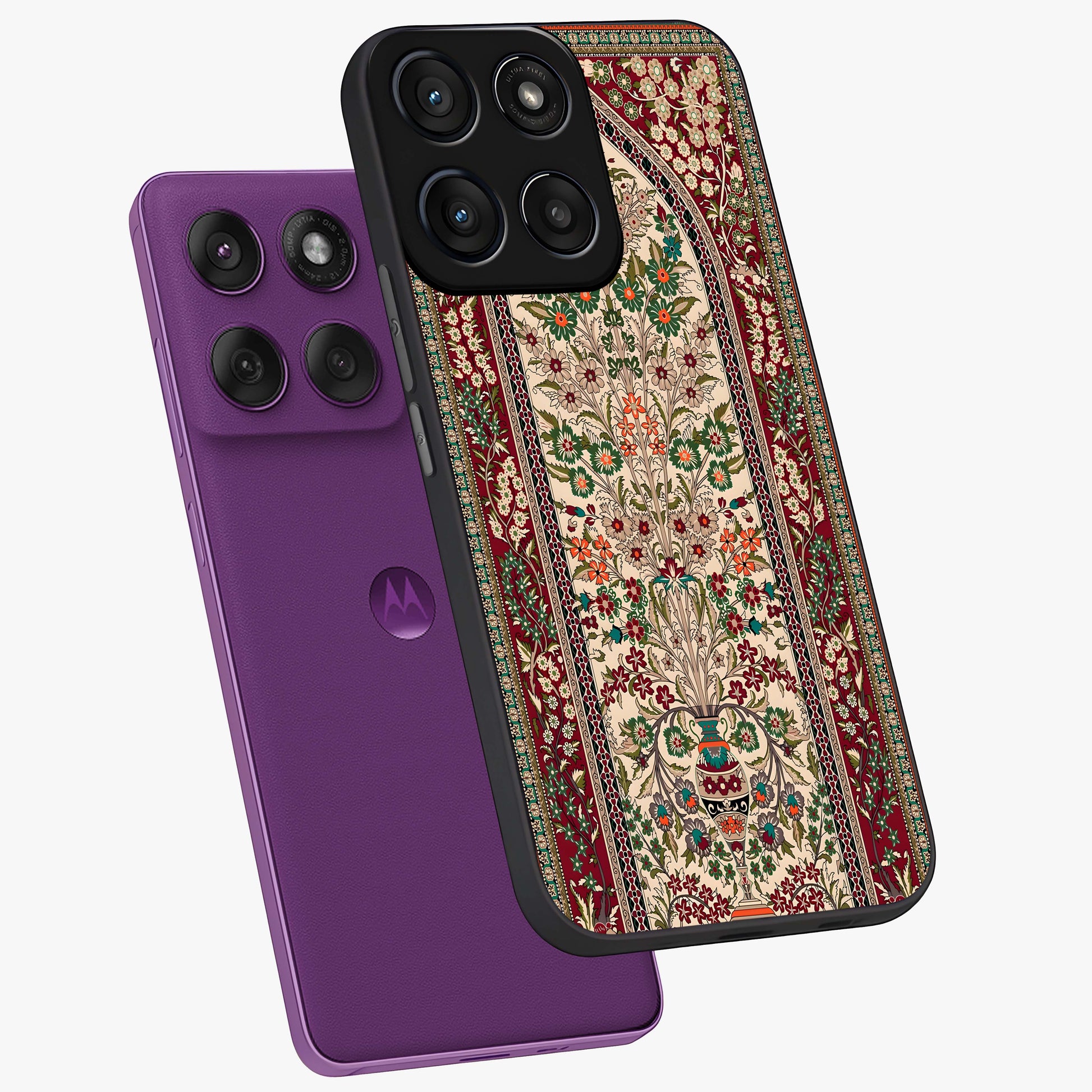 Persian Inspired Glass Case displayed in angled mockup highlighting intricate traditional design with elegant cultural aesthetic.