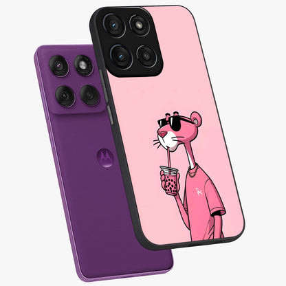 Pink Panther Glass Case displayed in angled mockup highlighting playful cartoon character design with vibrant pink aesthetic.