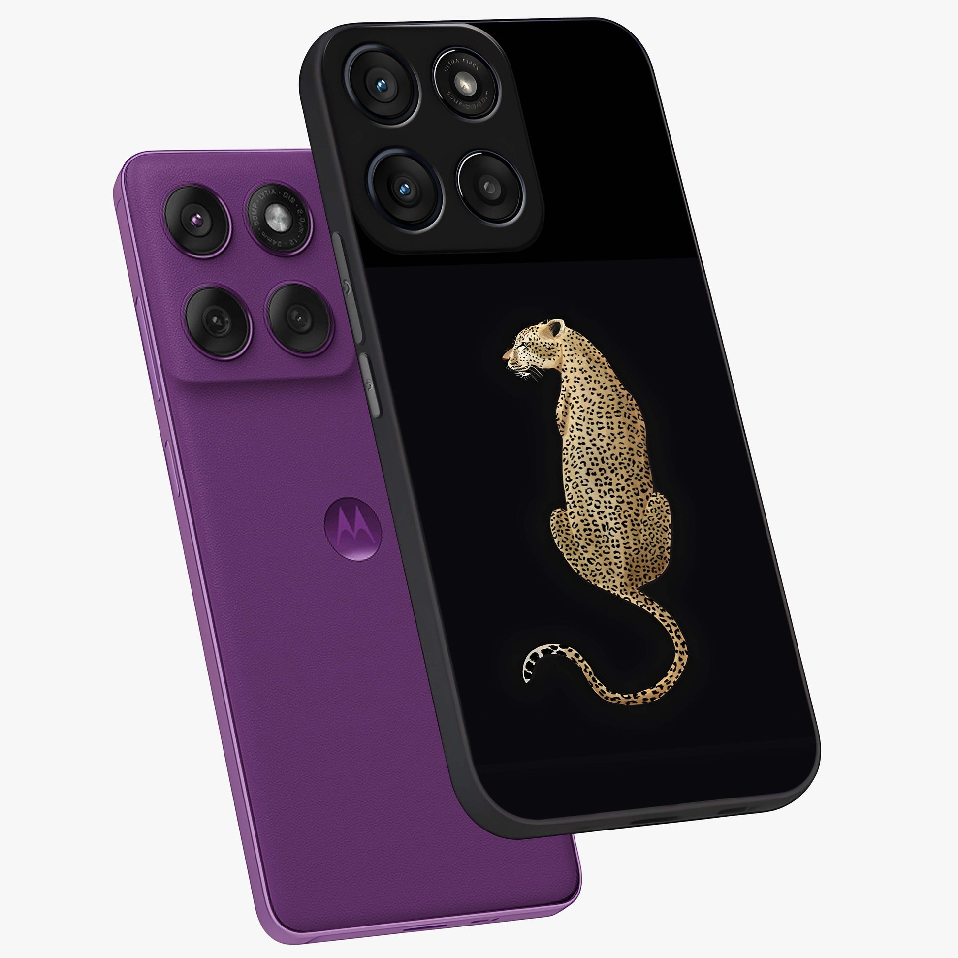 Regal Leopard Glass Case displayed in angled mockup highlighting powerful animal illustration with stylish wild aesthetic.