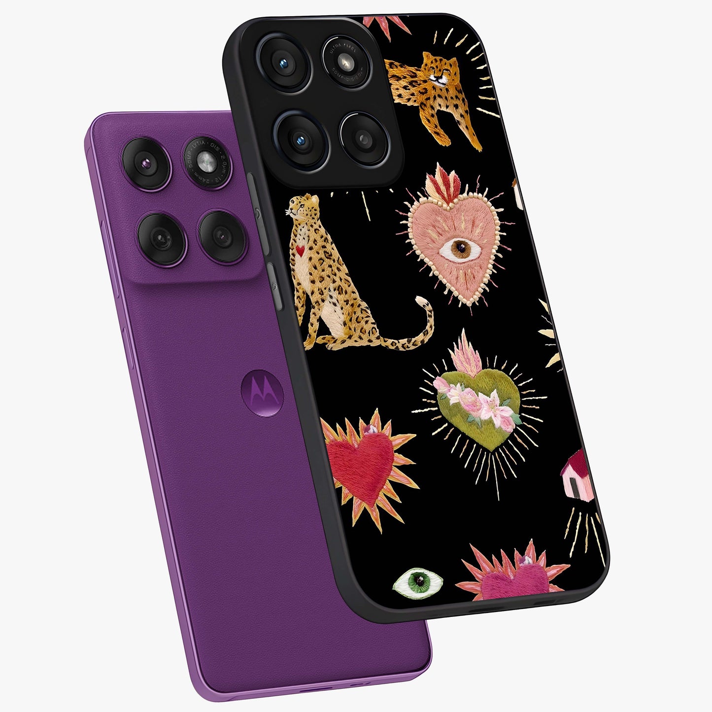 Sacred Jungle Heart Glass Case displayed in angled mockup highlighting lush tropical design with natural aesthetic style.