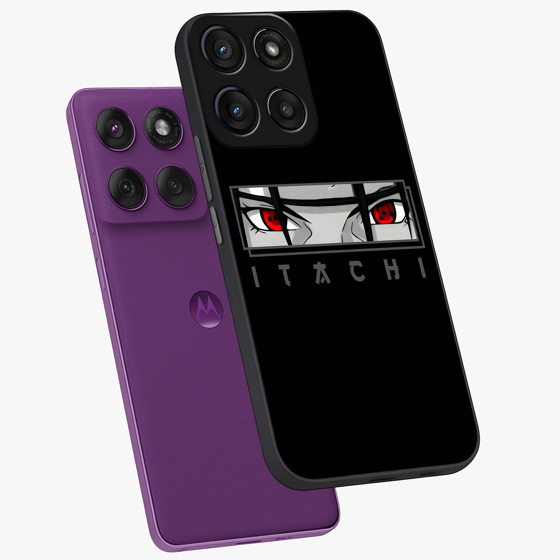 Scarlet Gaze Dominance Glass Case displayed in angled mockup highlighting intense visual design with bold scarlet aesthetic.
