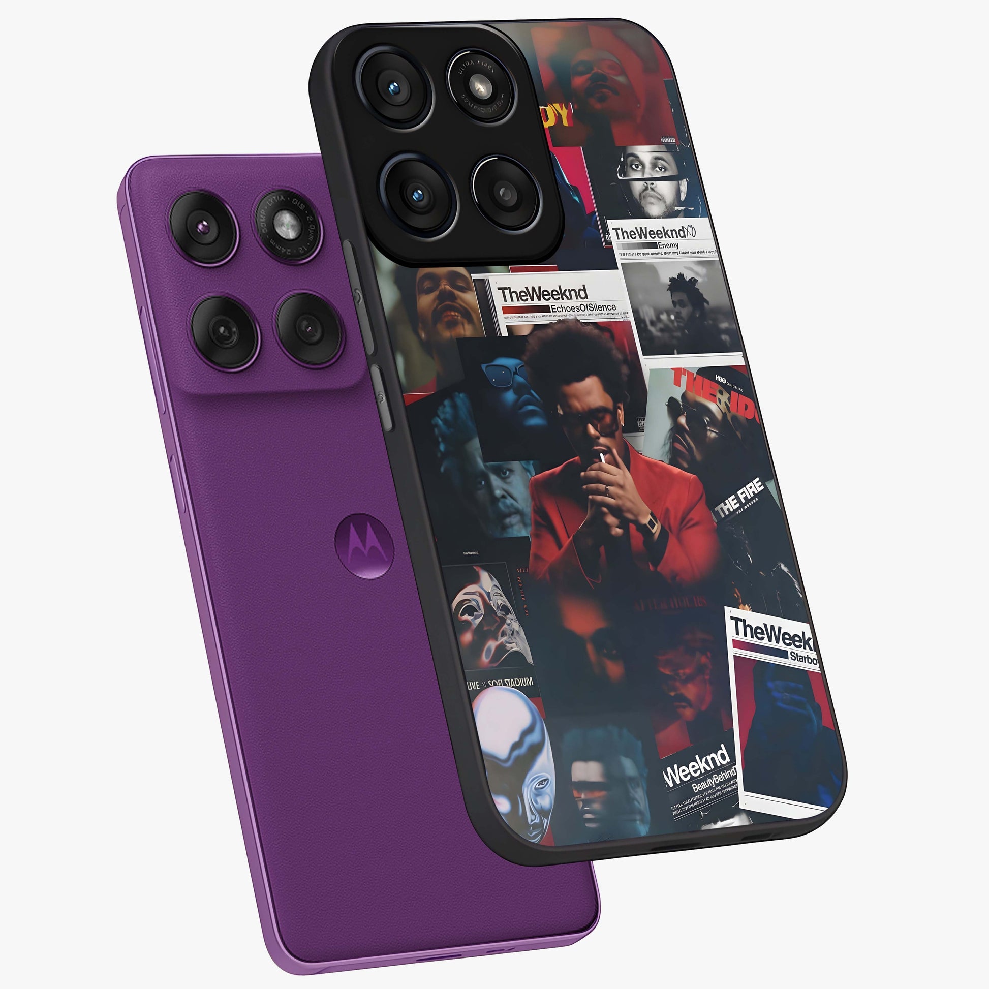 The Weeknd Glass Case displayed in angled mockup highlighting stylish pop culture inspired design with modern aesthetic.