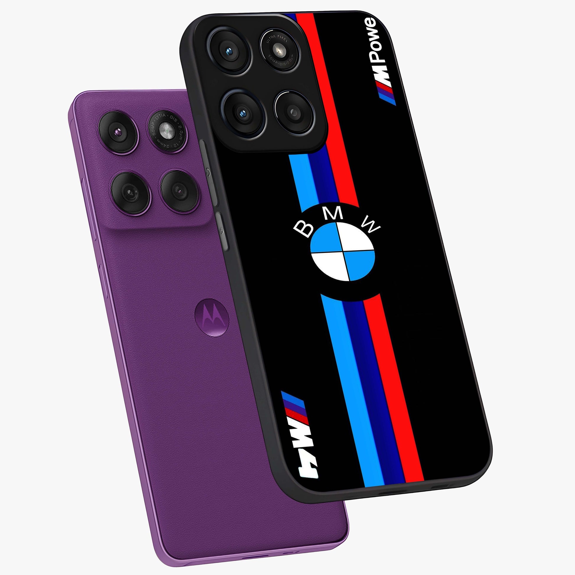 Turbo BMW Beast Glass Case displayed in angled mockup highlighting sleek racing car design with bold automotive aesthetic.