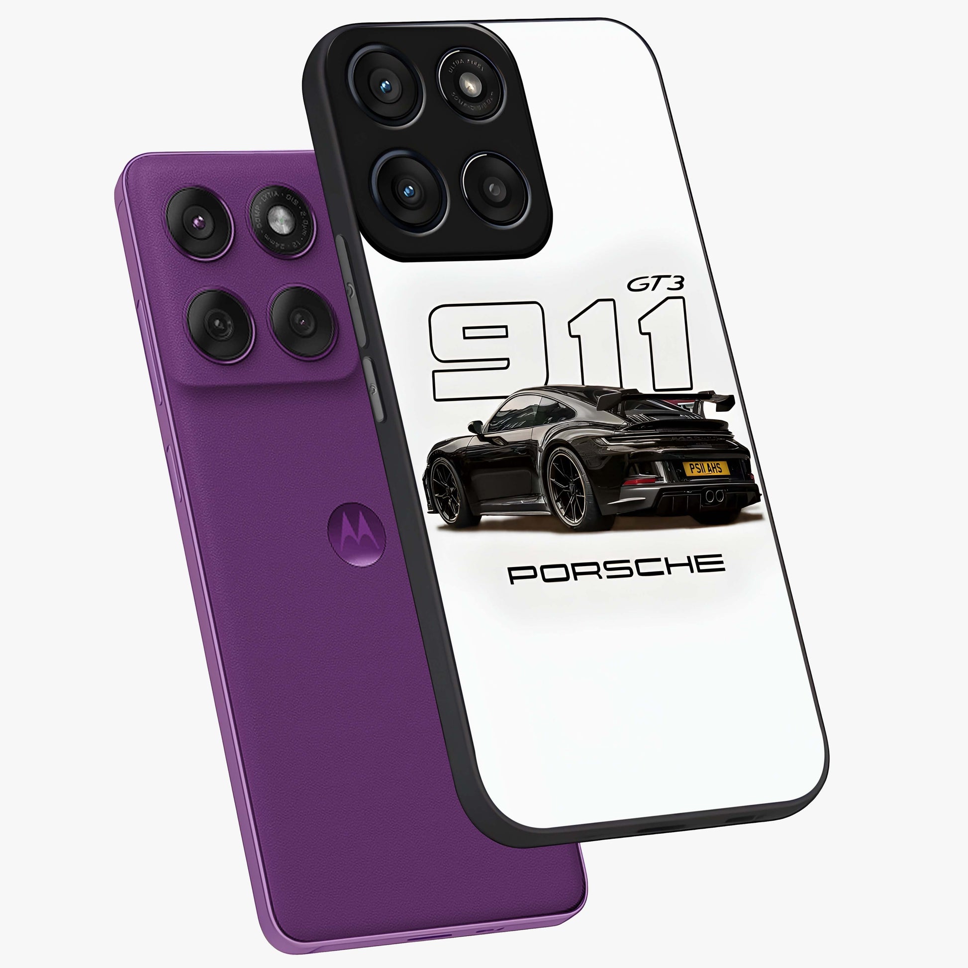 Turbo Legacy Icon Glass Case displayed in angled mockup highlighting dynamic automotive design with performance aesthetic.
