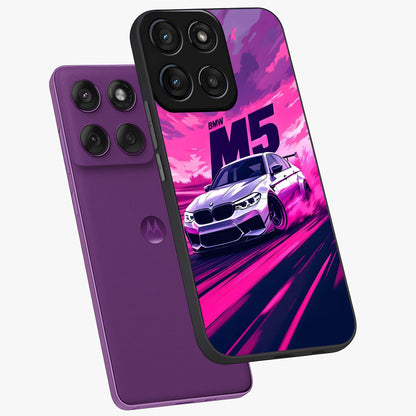 Velocity Drift Pulse Glass Case displayed in angled mockup highlighting dynamic drift design with sporty automotive aesthetic.