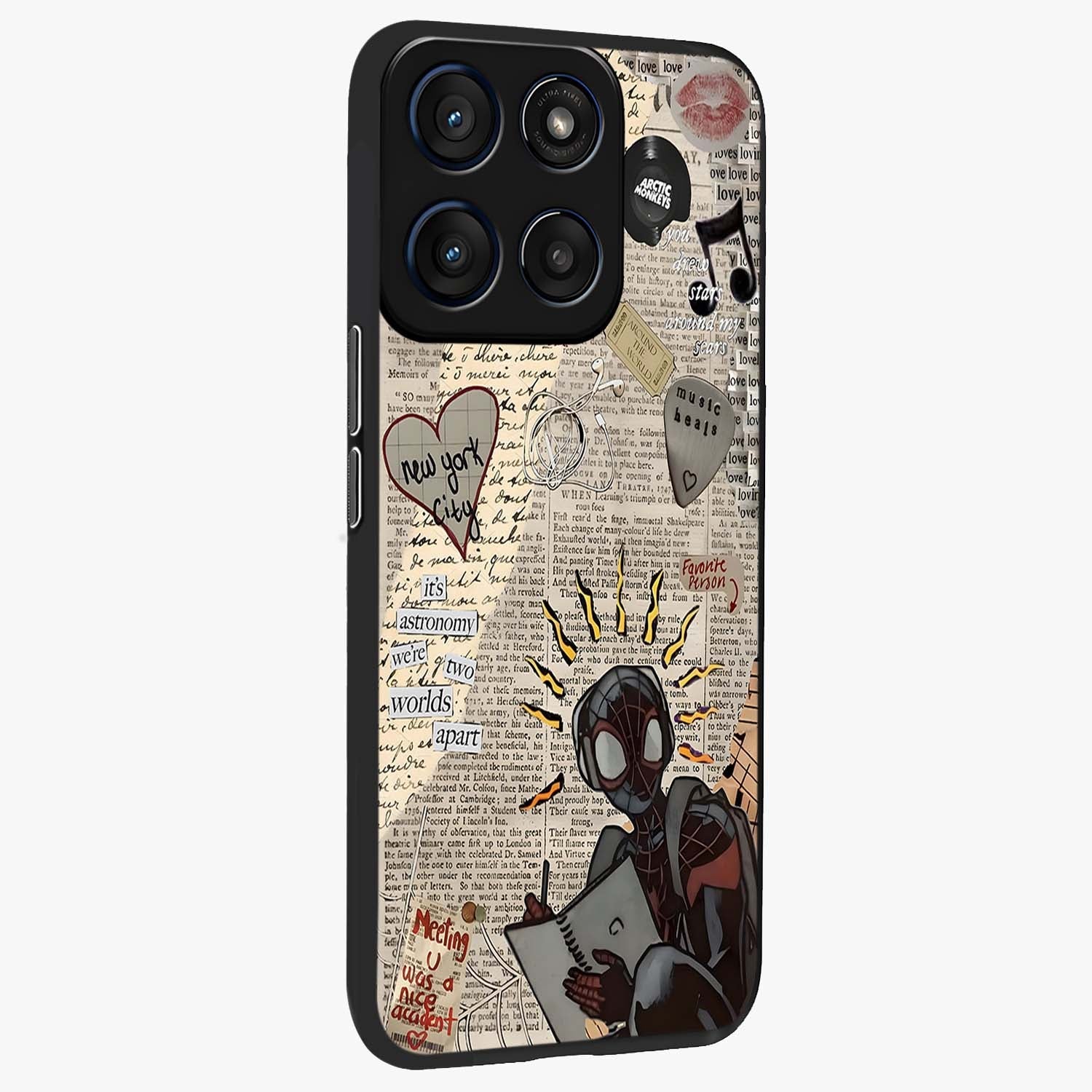 City Dream Sketch Glass Case upright view showcasing urban skyline artwork with stylish hand drawn design.