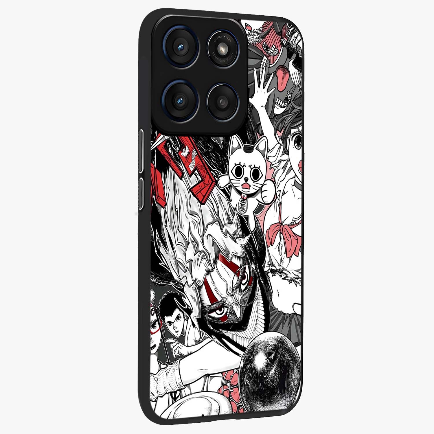 Crimson Chaos Panel Glass Case upright view showcasing intense crimson artwork with dramatic aesthetic style.