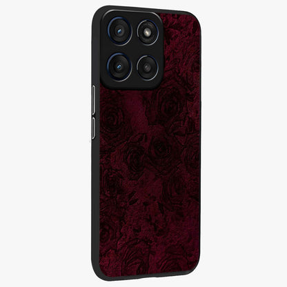 Crimson Fade Flow Glass Case upright view showcasing dynamic crimson flow artwork with stylish abstract theme.