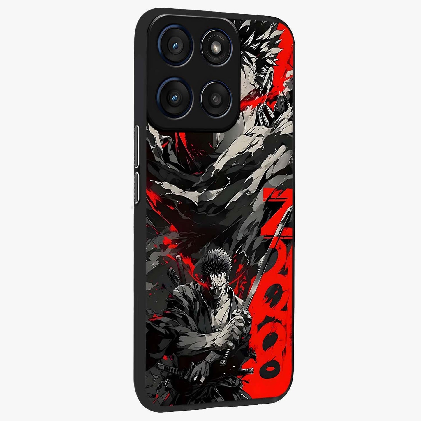 Demon Sword Resolve Glass Case upright view showcasing dramatic warrior artwork with intense battle theme.