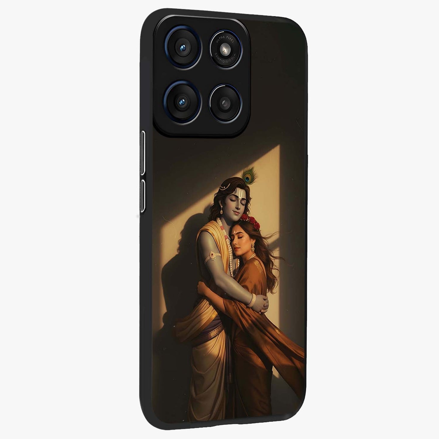 Divine Eternal Love Glass Case upright view showcasing graceful spiritual artwork with eternal love theme.