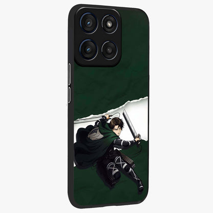Emerald War Vanguard Glass Case upright view showcasing dramatic warrior artwork with bold fantasy theme.