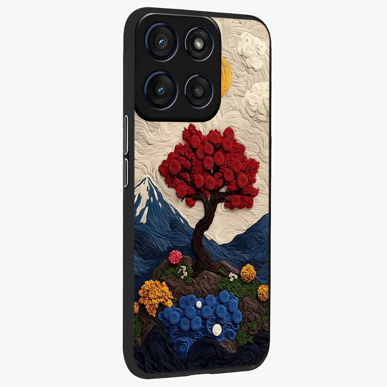 Eternal Nature Tapestry Glass Case upright view showcasing elegant nature tapestry design with decorative style.