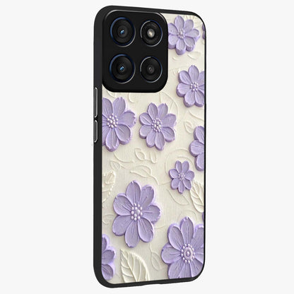 Floral Wall Art With Purple Flowers Glass Case upright view showcasing elegant purple flower artwork with decorative floral theme.