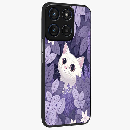 Lilac Hide Peek Cat Glass Case upright view showcasing charming cat artwork with adorable peek theme.