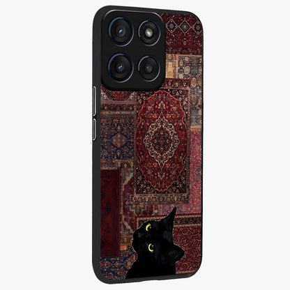 Regal Magic Cat Apple Glass Case upright view showcasing charming cat artwork with playful magical theme.