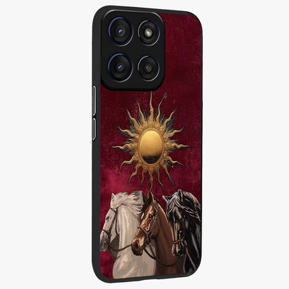 Solar Riders Glass Case upright view showcasing energetic rider artwork with bold adventure theme.