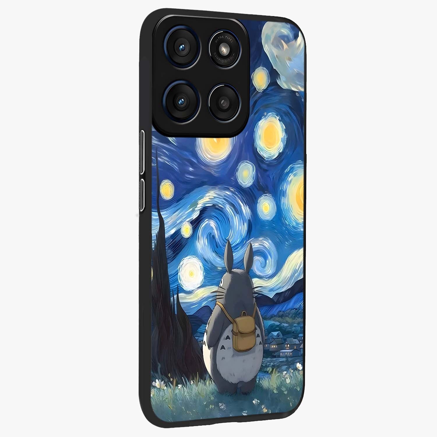 Totoro In Van Gogh Art Glass Case upright view showcasing creative character artwork with painterly artistic theme.