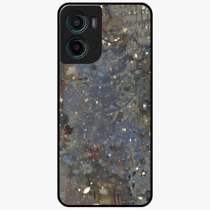 Aesthetic Astrolophia Glass Case showing flat back view with dreamy aesthetic design and glossy glass finish.