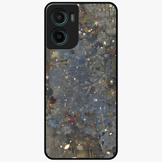 Aesthetic Astrolophia Glass Case showing flat back view with dreamy aesthetic design and glossy glass finish.
