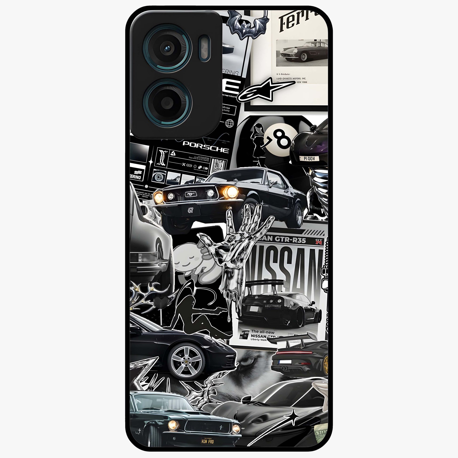 Aesthetic Dark Love Glass Case showing flat back view with dark romantic artwork and glossy glass finish.