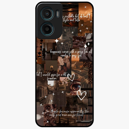 Bittersweet Aesthetic Chaos Glass Case showing flat back view with artistic chaotic aesthetic design and glossy glass finish.