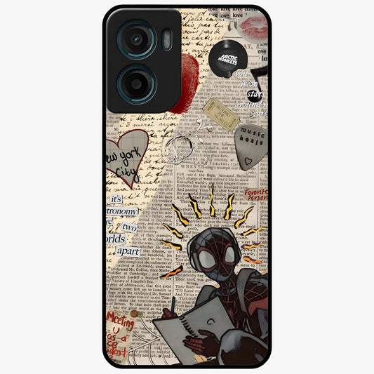 City Dream Sketch Glass Case showing flat back view with artistic city skyline sketch artwork and glossy glass finish.