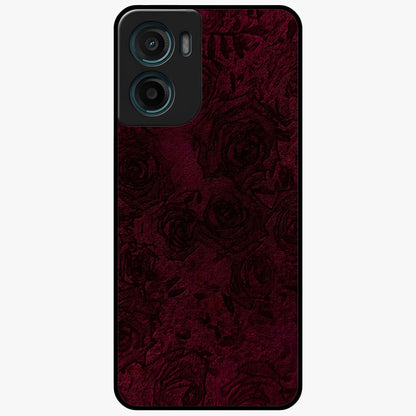 Crimson Fade Flow Glass Case showing flat back view with flowing crimson gradient artwork and glossy glass finish.