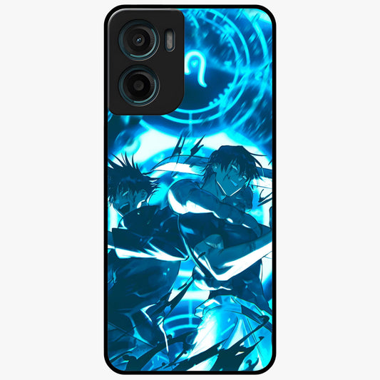 Cursed Energy Clash Glass Case showing flat back view with intense cursed energy artwork and glossy glass finish.