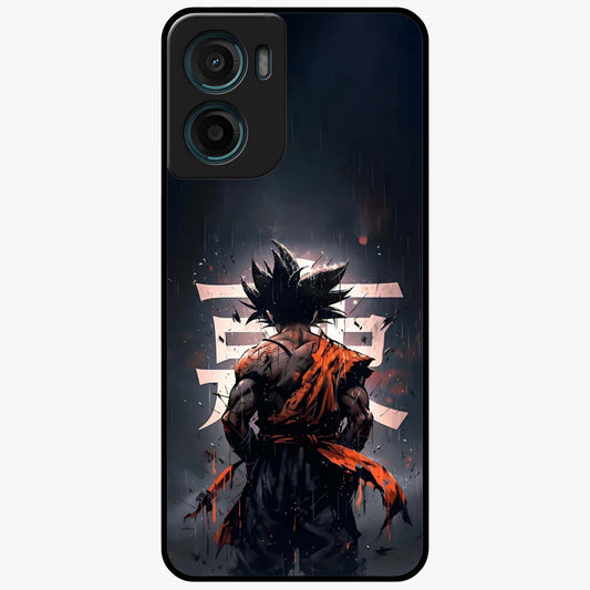 Dark Warrior In Rain Glass Case showing flat back view with warrior artwork in rainy atmosphere and glossy glass finish.