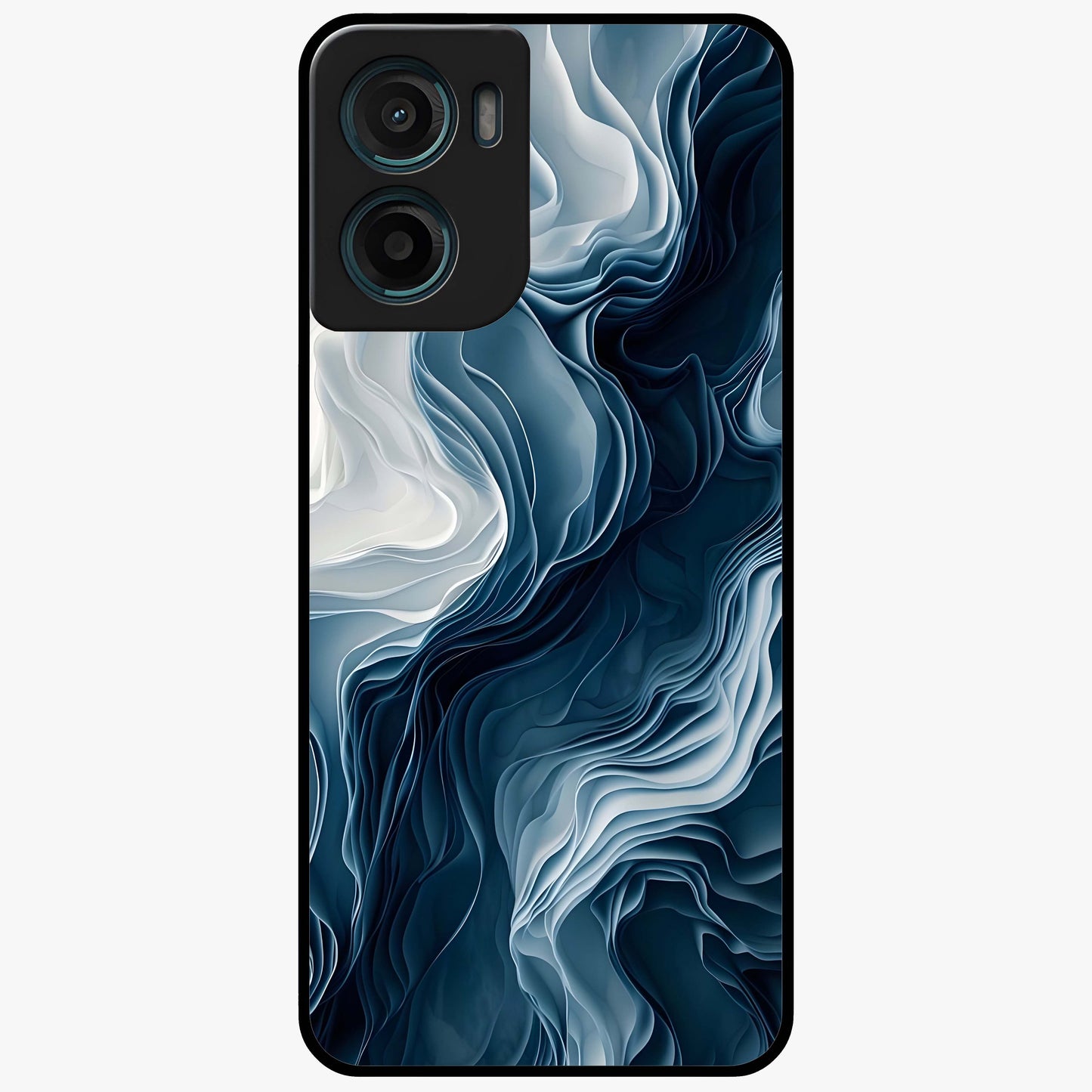Ethereal Paper Marble Glass Case showing flat back view with soft marble paper texture artwork and glossy glass finish.