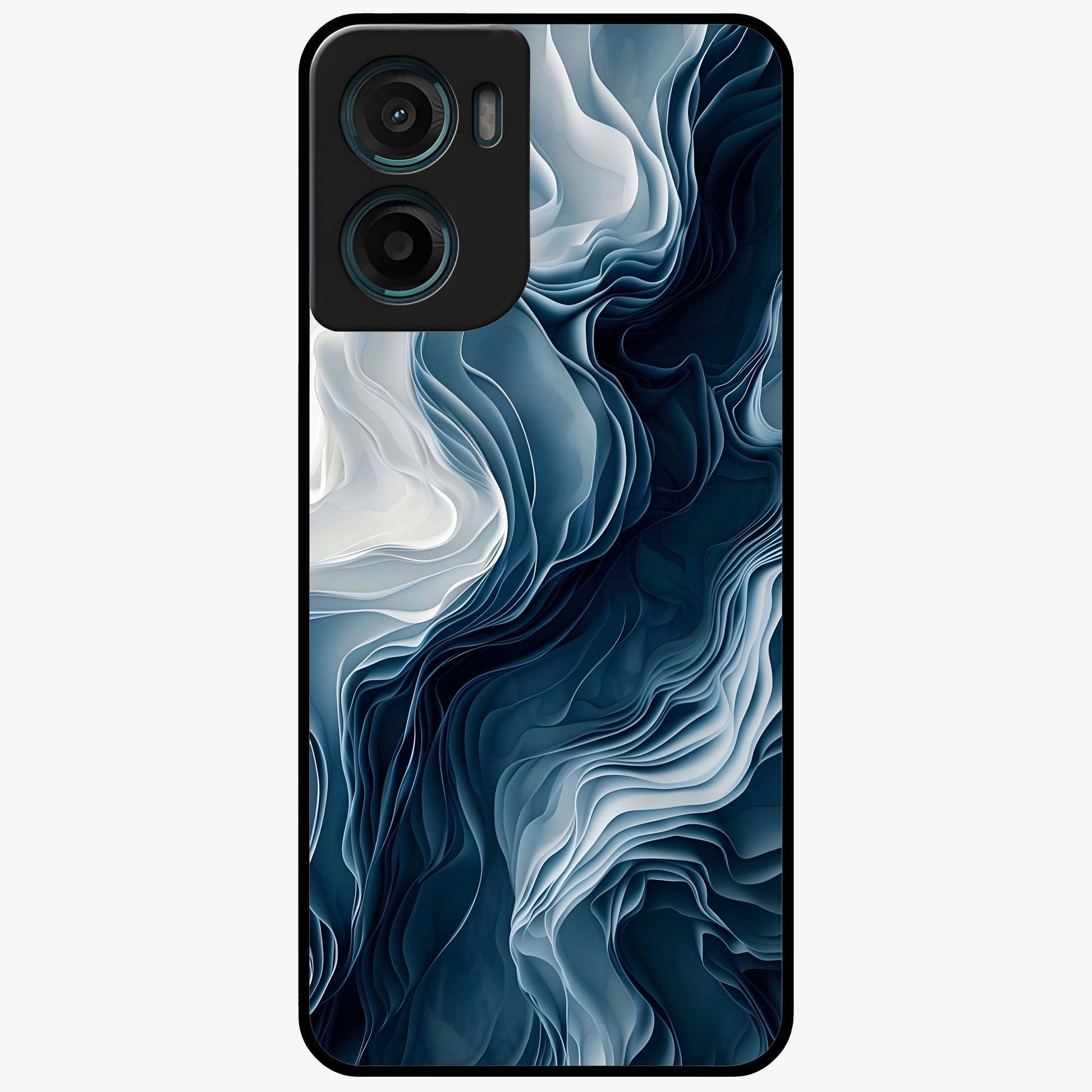 Ethereal Paper Marble Glass Case showing flat back view with soft marble paper texture artwork and glossy glass finish.