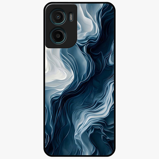 Ethereal Paper Marble Glass Case showing flat back view with soft marble paper texture artwork and glossy glass finish.