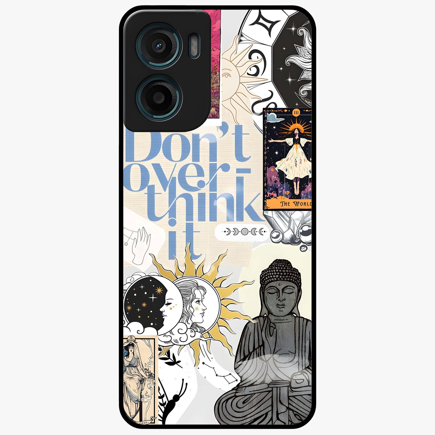 Ethereal Thoughts Glass Case showing flat back view with dreamy artistic artwork and glossy glass finish.