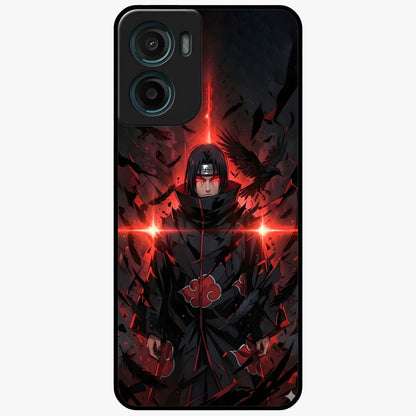Focused Blade Discipline Glass Case showing flat back view with warrior sword themed artwork and glossy glass finish.