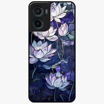 Gloss Petal Rush Glass Case showing flat back view with glossy flower petal artwork and smooth glass finish.