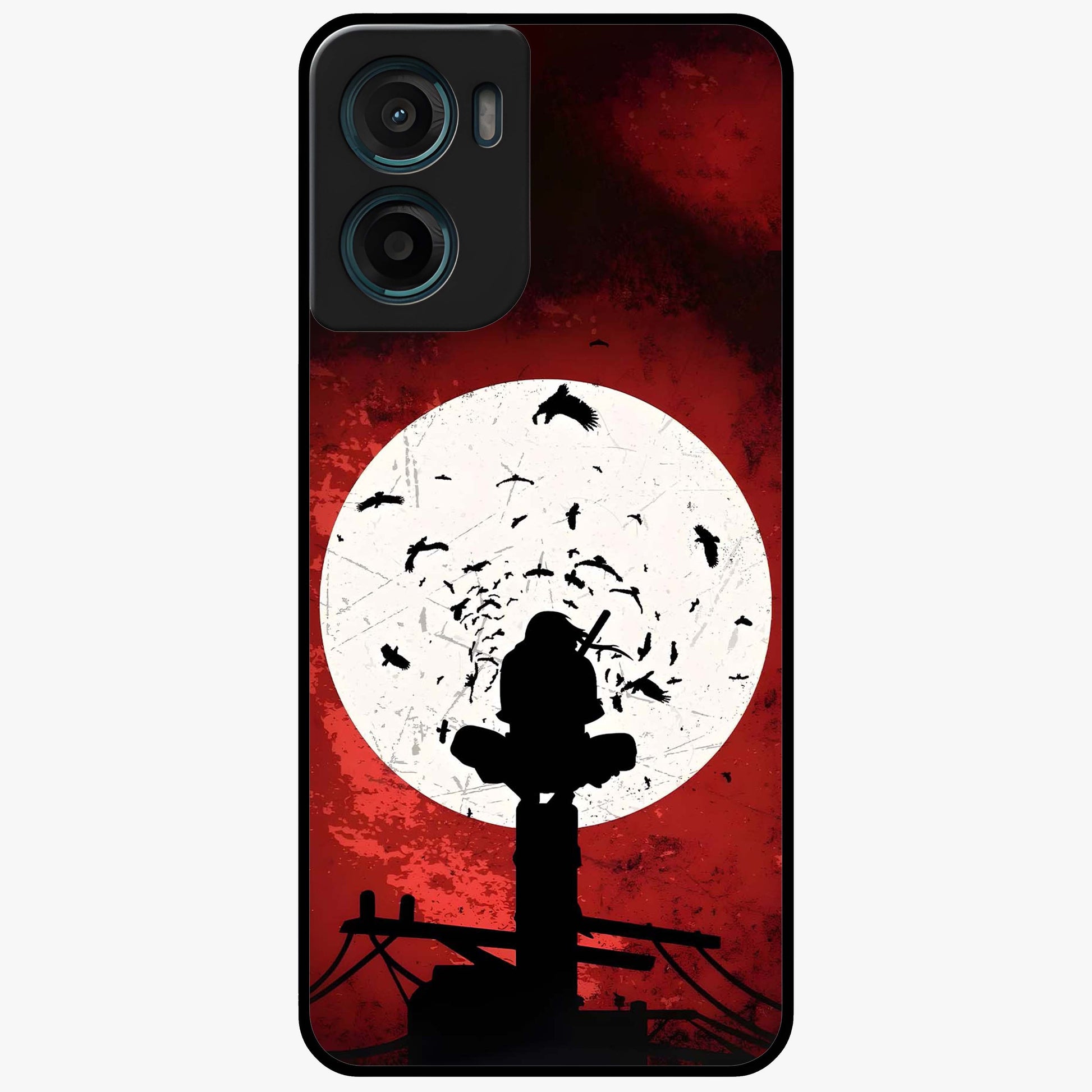Itachi Limited Edition Naruto Anime Glass Case showing flat back view with iconic anime character artwork and glossy glass finish.
