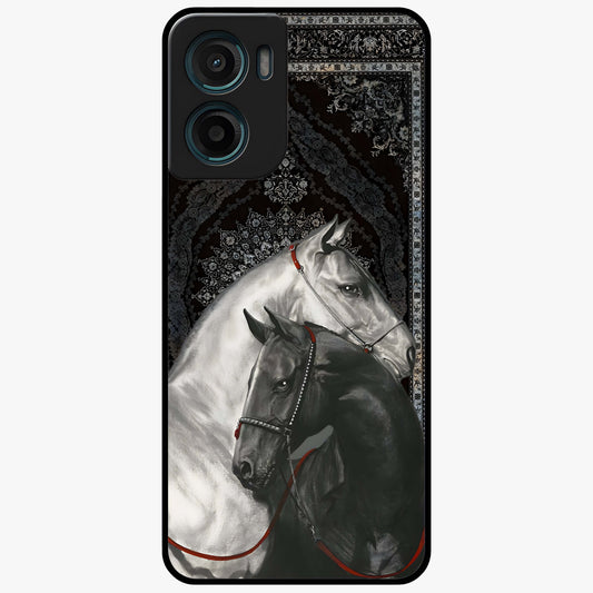 Majestic Ride Legacy Glass Case showing flat back view with powerful automotive inspired artwork and glossy glass finish.