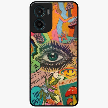 Mystic Eye Wonderland Glass Case showing flat back view with mystical eye themed artwork and glossy glass finish.