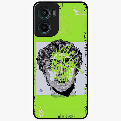 Neo Graffiti Rebellion Glass Case showing flat back view with vibrant graffiti artwork and glossy glass finish.