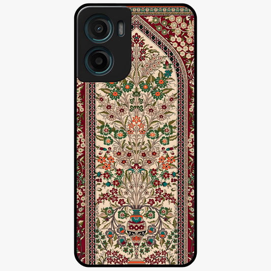 Persian Inspired Glass Case showing flat back view with ornate Persian style pattern artwork and glossy glass finish.