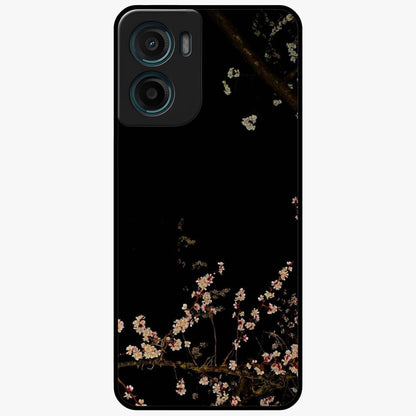 Petal Moon Light With Custom Name Glass Case showing flat back view with floral moonlight artwork and personalized name design.