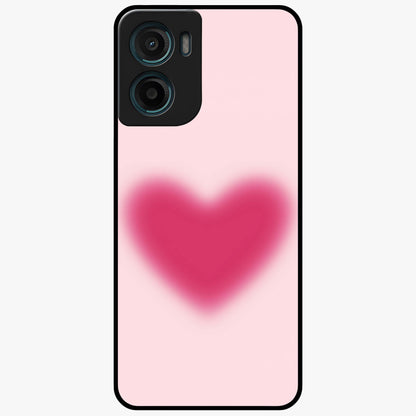 Pink Aura Heart Glass Case showing flat back view with glowing heart artwork and glossy glass finish.