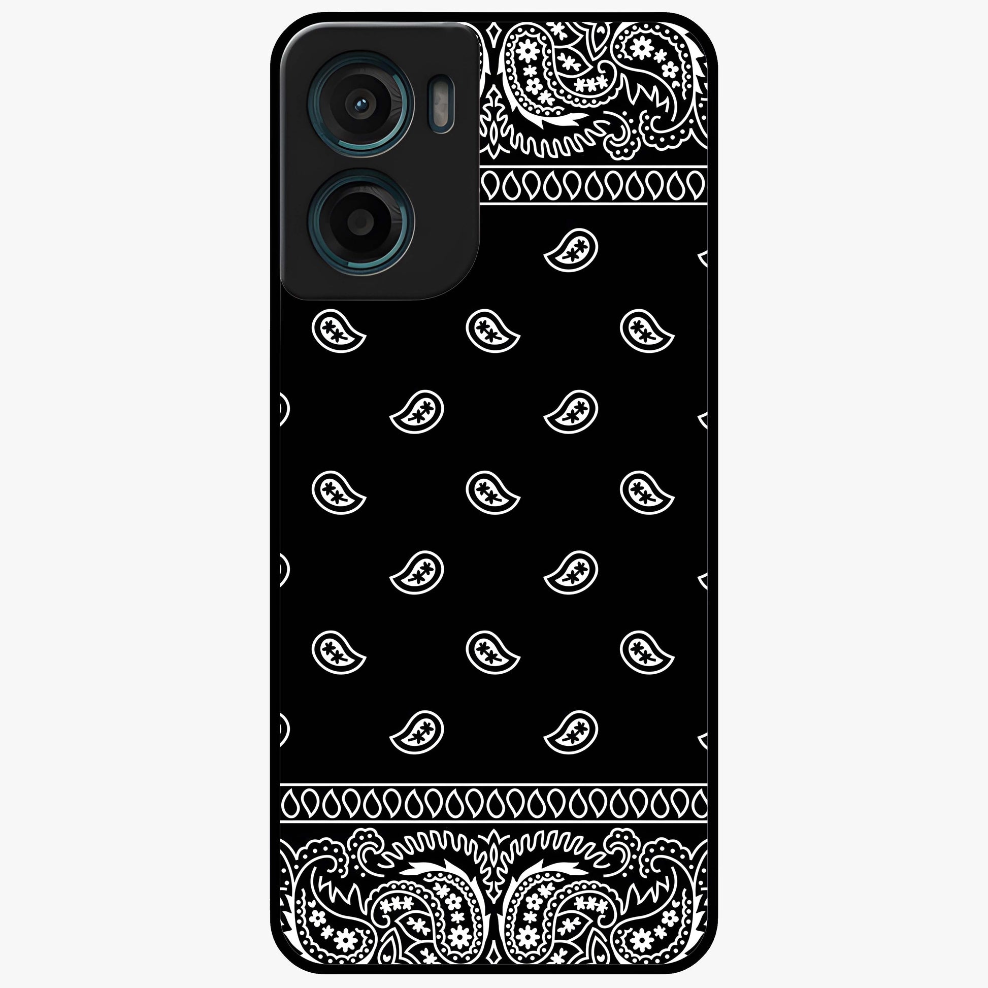 Retro Rebel Threads Glass Case showing flat back view with vintage street style artwork and glossy glass finish.