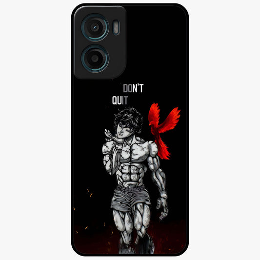 Rise Beyond Limits Glass Case showing flat back view with motivational typography artwork and glossy glass finish.
