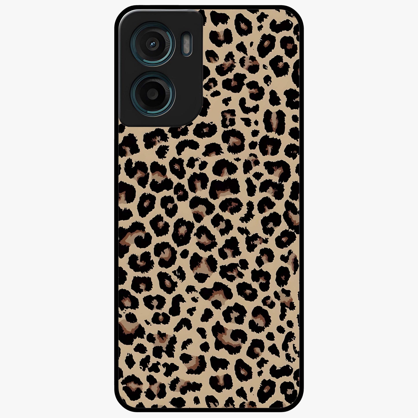 Savage Chic Pattern Glass Case showing flat back view with stylish patterned artwork and glossy glass finish.