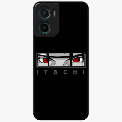 Scarlet Gaze Dominance Glass Case showing flat back view with striking red themed artwork and glossy glass finish.