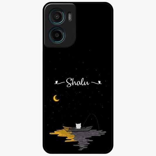 Silent Night Row Glass Case showing flat back view with calm night themed artwork and glossy glass finish.