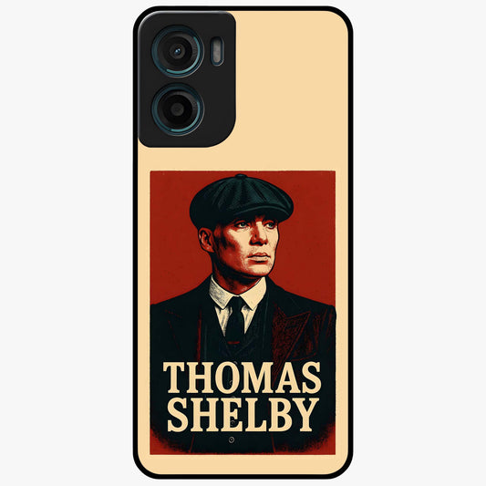 Vintage Mafia Authority Glass Case showing flat back view with bold vintage mafia inspired artwork and glossy glass finish.