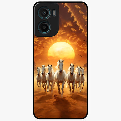 Wild Sunset Majesty Glass Case showing flat back view with majestic sunset landscape artwork and glossy glass finish.